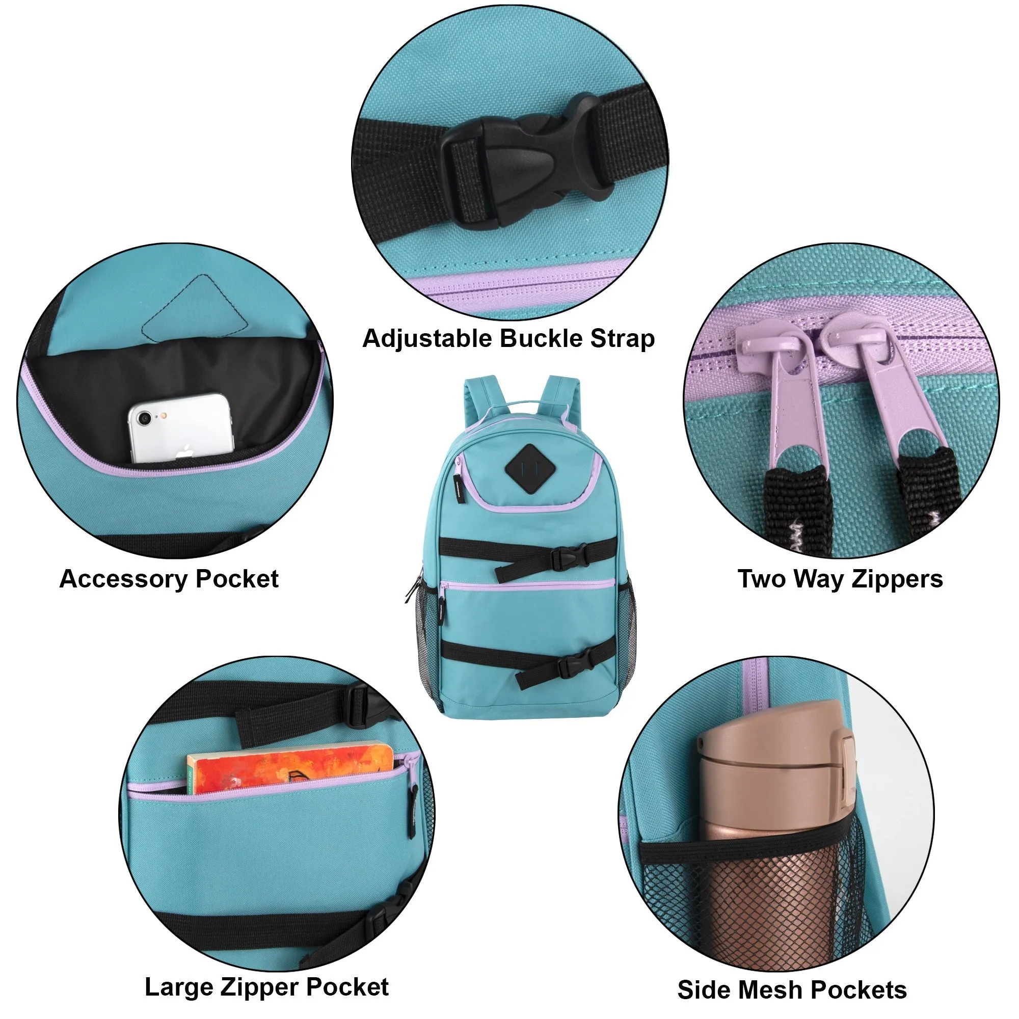 18 Inch Double Buckle Backpack - 4 Girls Colors