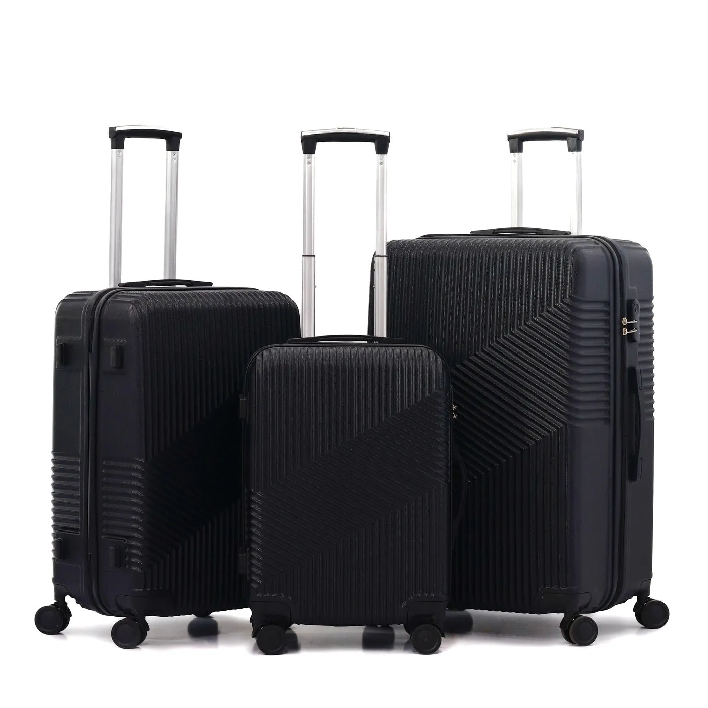3 Piece Set 20, 24 and 28 Inches Berlin ABS Lightweight Travel Luggage Bag with Double Spinner Wheel