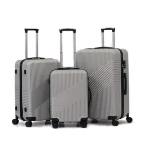 3 Piece Set 20, 24 and 28 Inches Berlin ABS Lightweight Travel Luggage Bag with Double Spinner Wheel