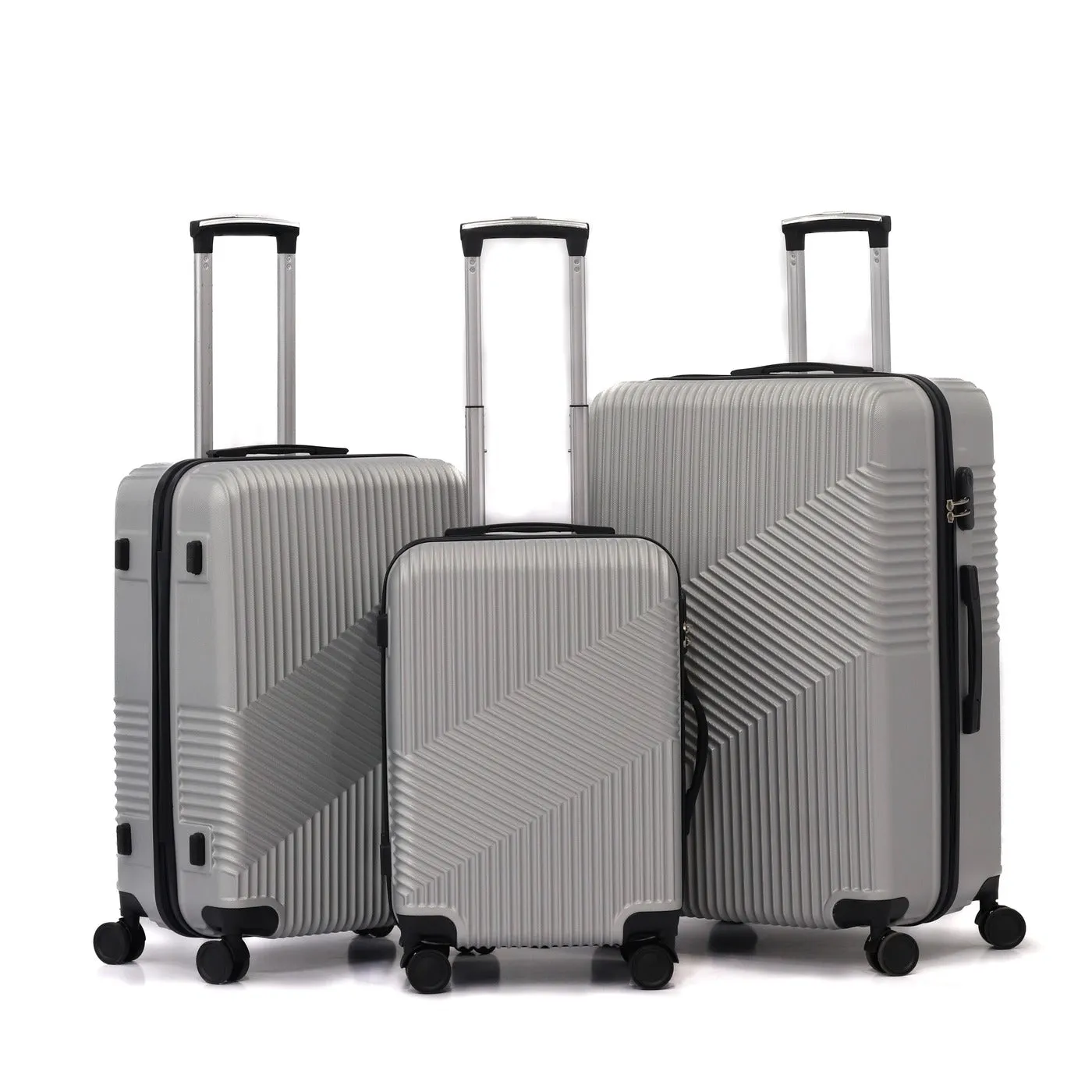 3 Piece Set 20, 24 and 28 Inches Berlin ABS Lightweight Travel Luggage Bag with Double Spinner Wheel