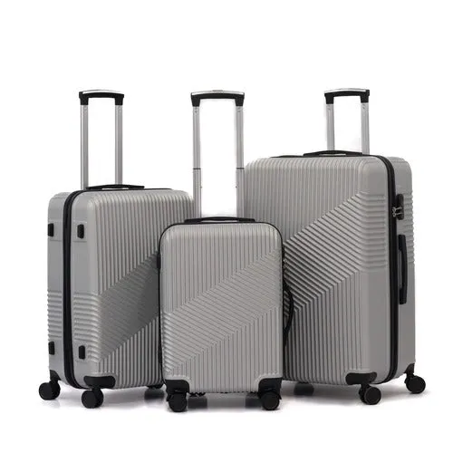 3 Piece Set 20, 24 and 28 Inches Berlin ABS Lightweight Travel Luggage Bag with Double Spinner Wheel