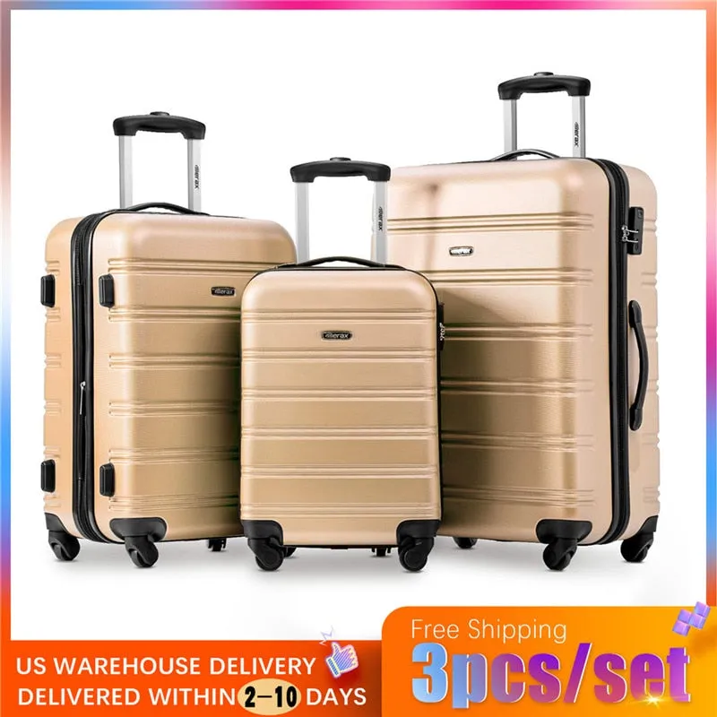 3pcs/set 4Color High Quality ABS PC Rolling Luggage Lightweight Travel Suitcase On Wheels For Bussiness