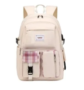 Acmebon Girl Roomy Fashion Laptop Backpack Casual Daily Backpack for Women Cream