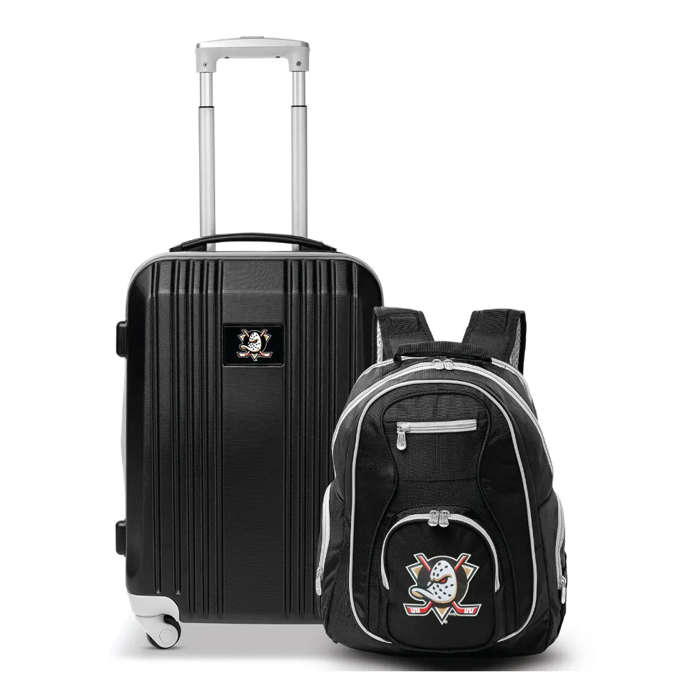 Anaheim Ducks 2 Piece Premium Colored Trim Backpack and Luggage Set