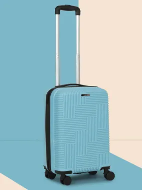 ANDAMAN SKY BLUE Textured Zigzag Stripline Unisex Check-in Hardside Cabin Trolley Bag