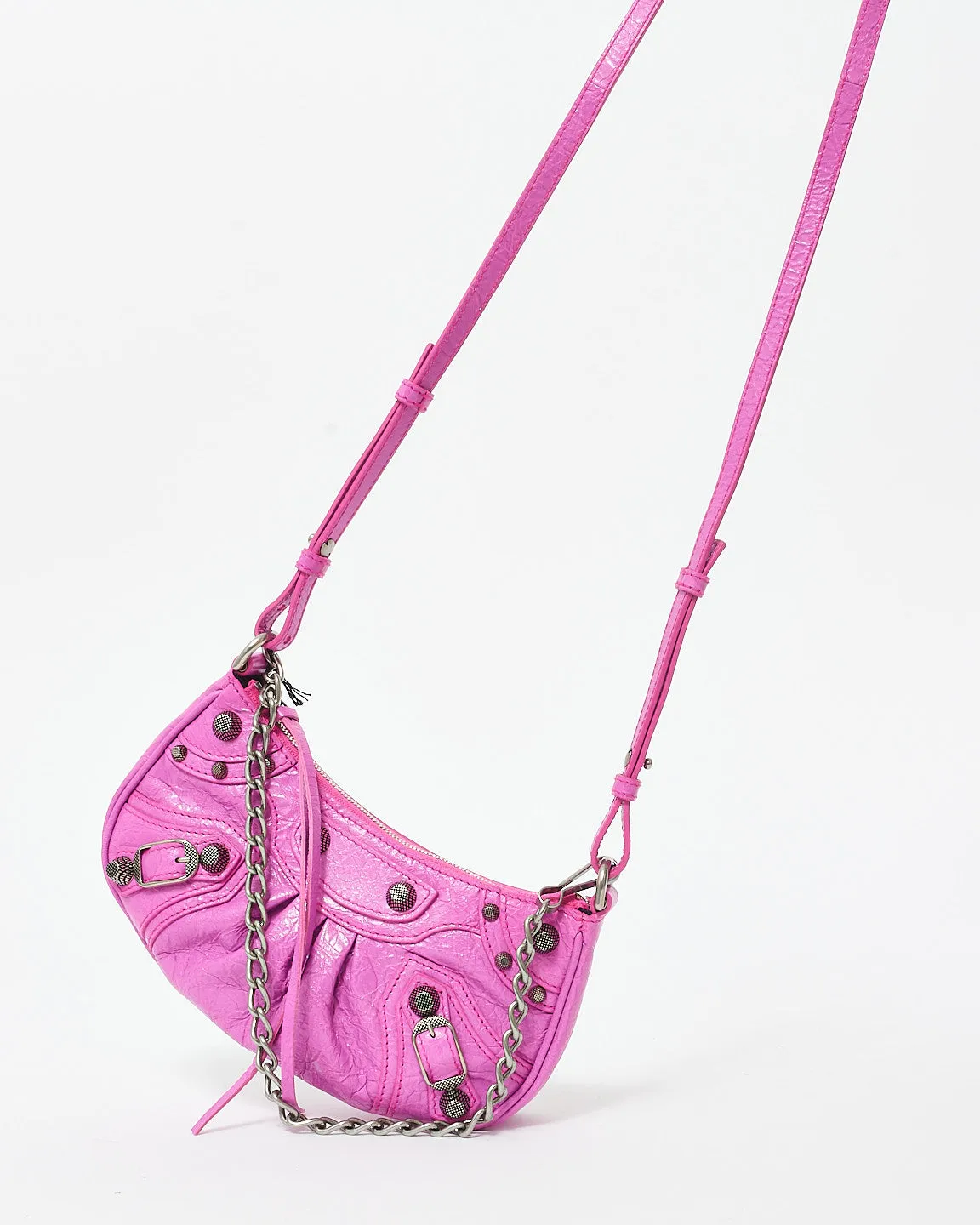 Balenciaga Fuchsia (Lipstick Pink) Leather Le Cagole Mini Shoulder Bag