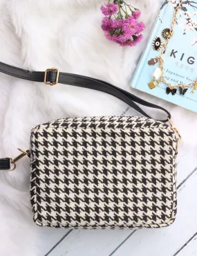 Black Check Messenger Sling Bag