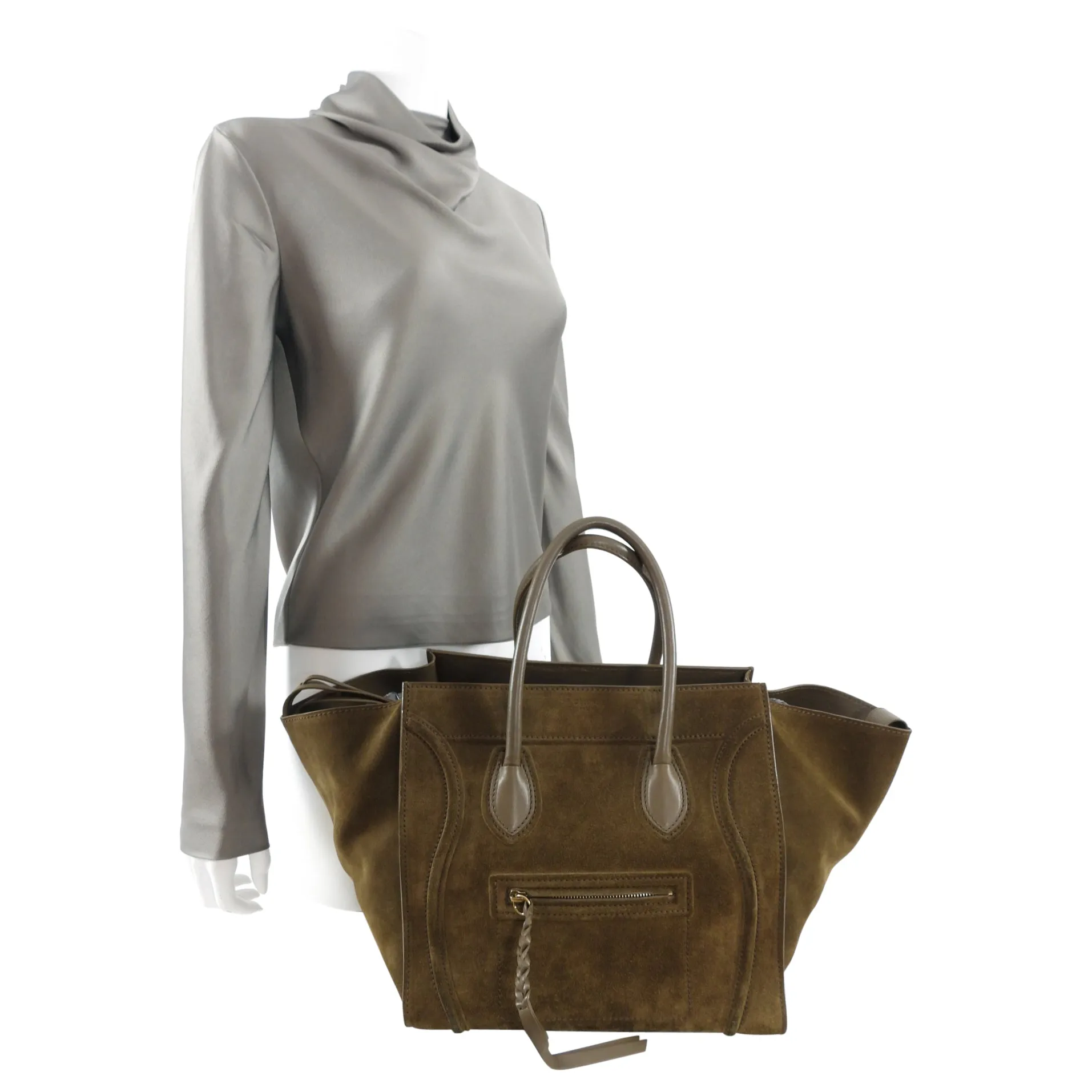 Celine Olive Green Phantom Luggage Tote Bag