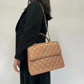 Chanel Nude Beige Leather Large Trendy CC Top Handle Bag 2016/17