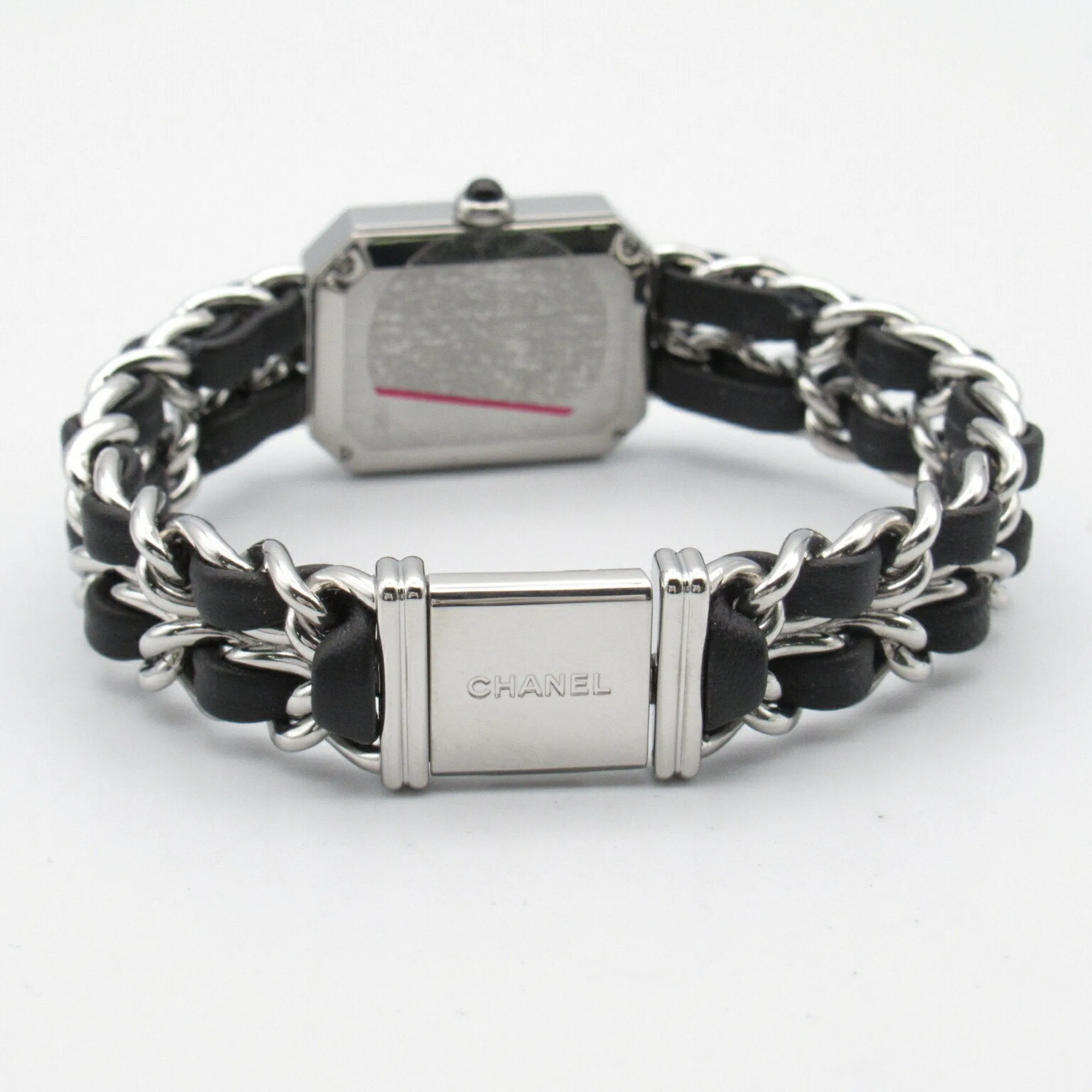 CHANEL Premiere L Watch Stainless Steel Leather Strap Women's Black H0451