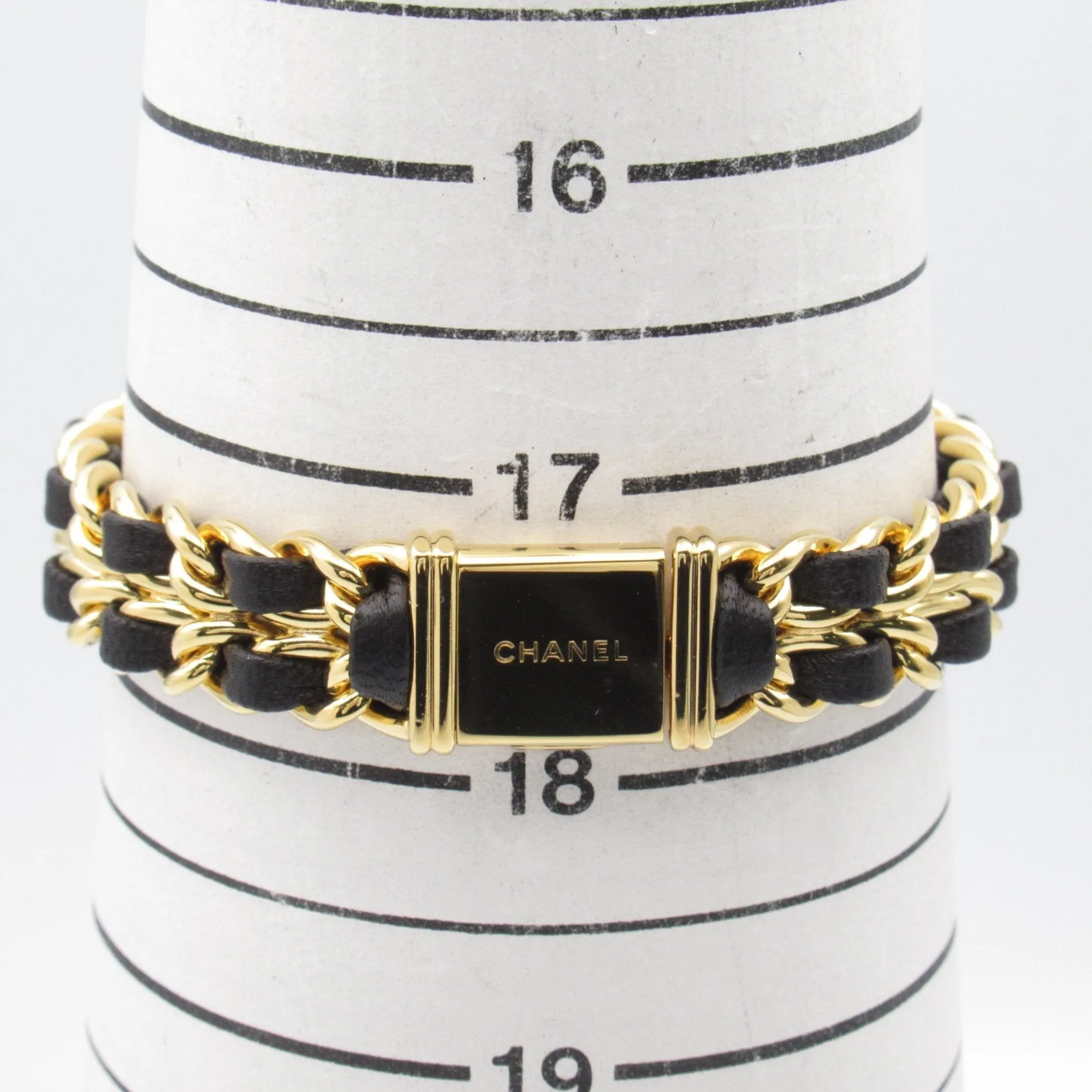 CHANEL Premiere XL Wrist Watch H0001 Quartz Black Gold Plated Leather belt H0001