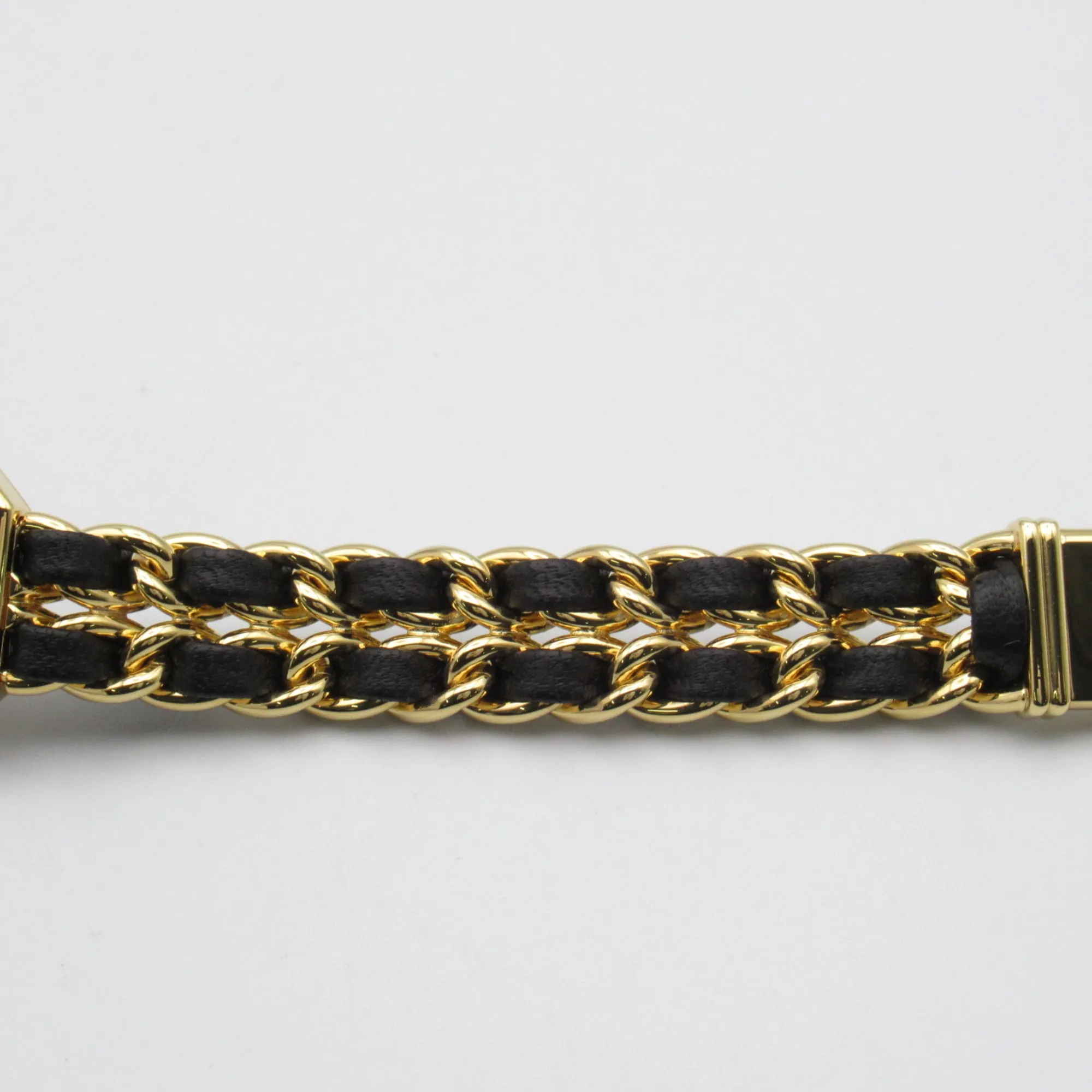 CHANEL Premiere XL Wrist Watch H0001 Quartz Black Gold Plated Leather belt H0001