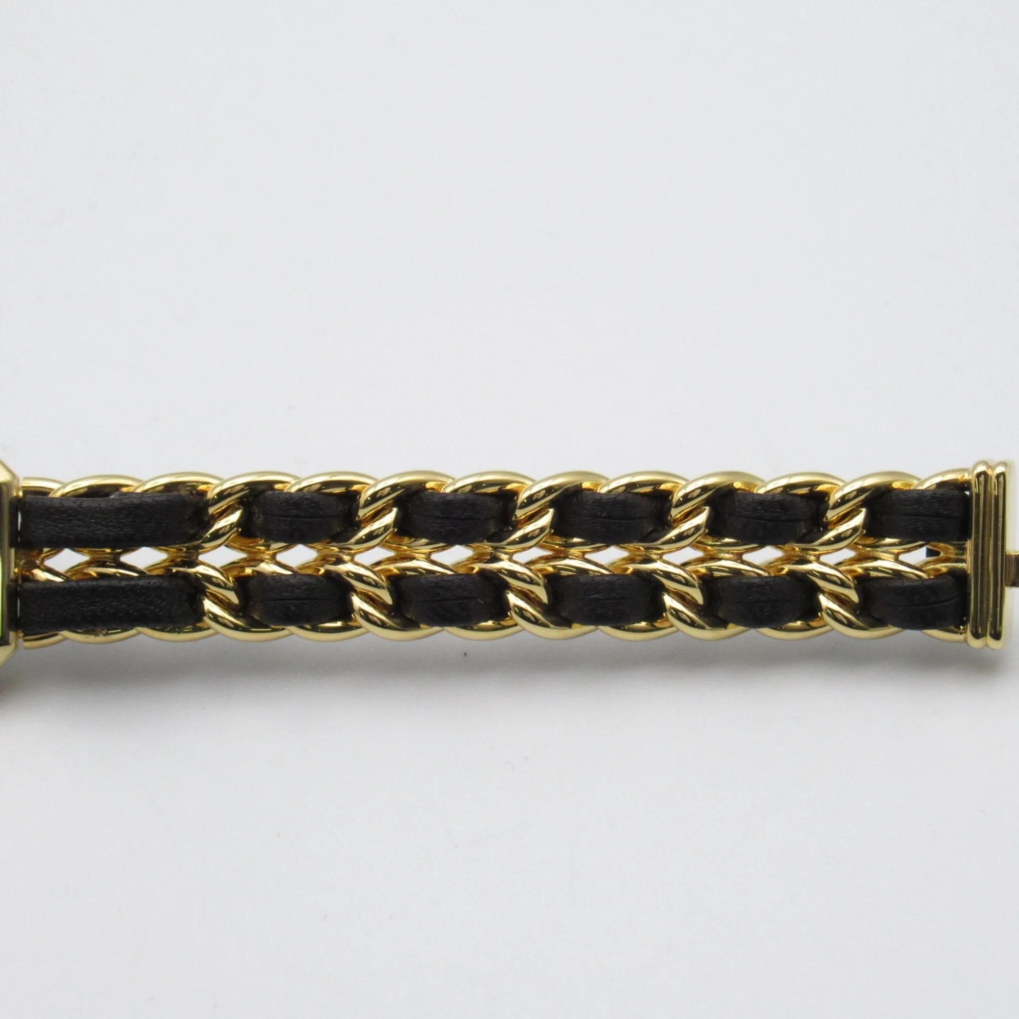 CHANEL Premiere XL Wrist Watch H0001 Quartz Black Gold Plated Leather belt H0001