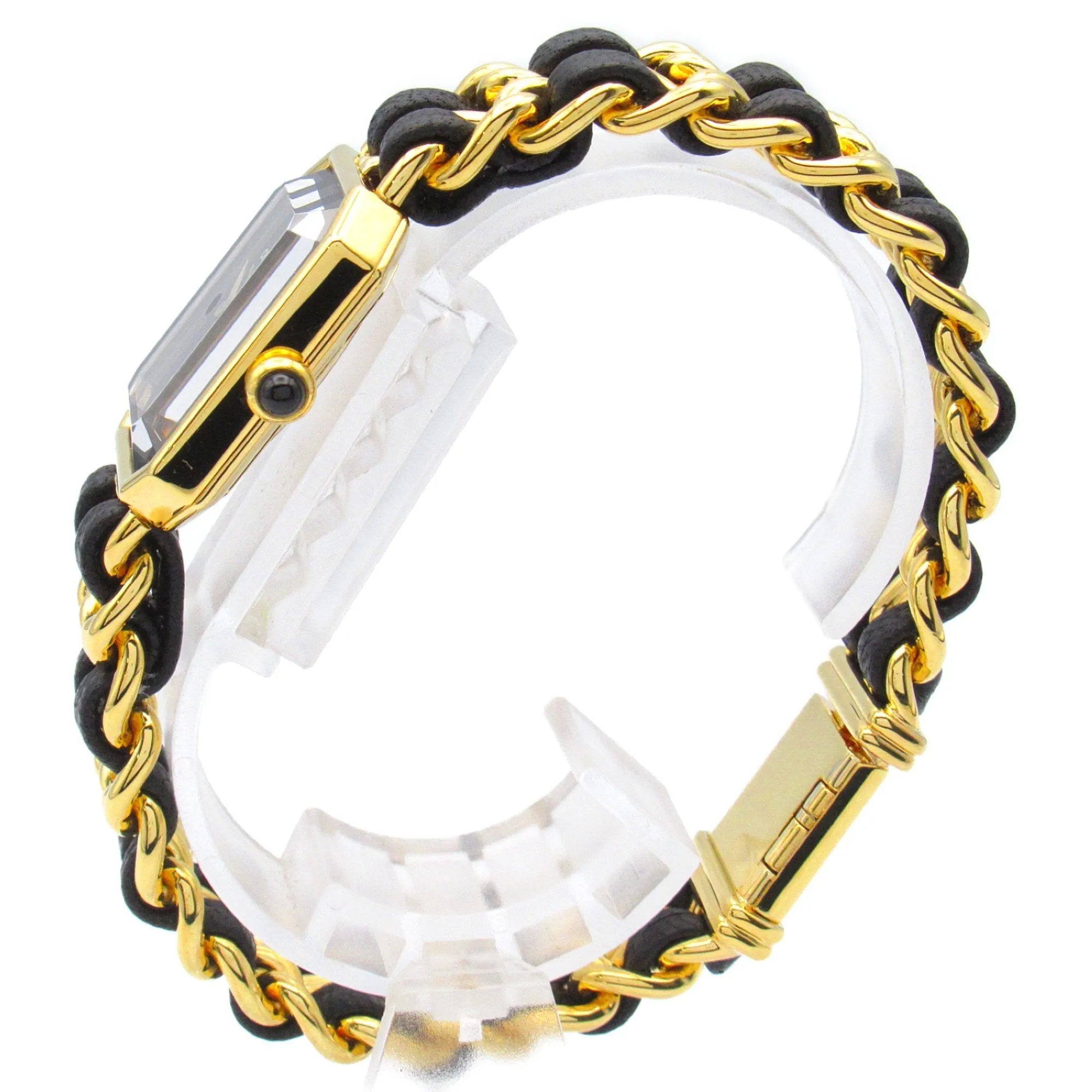 CHANEL Premiere XL Wrist Watch H0001 Quartz Black Gold Plated Leather belt H0001