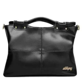 Concise Letter and Stitching Design Tote Bag For Women - Black