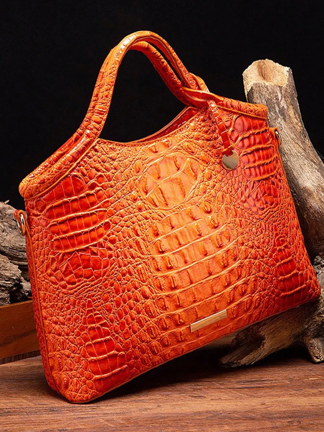 Crocodile Print Tote Bag With Adjustable Shoulder Strap