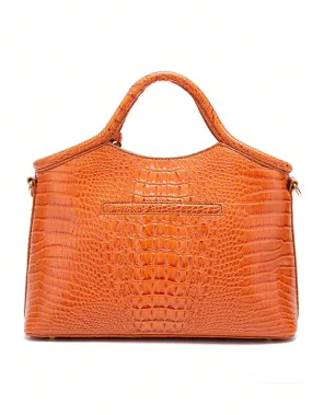 Crocodile Print Tote Bag With Adjustable Shoulder Strap