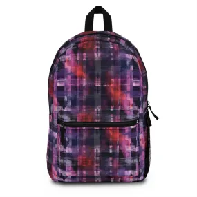 Cyberpunk Plaid in Bold Watercolor Flannel Pattern in Purple and Red Lightweight Stylish Durable Backpack (Made in USA)