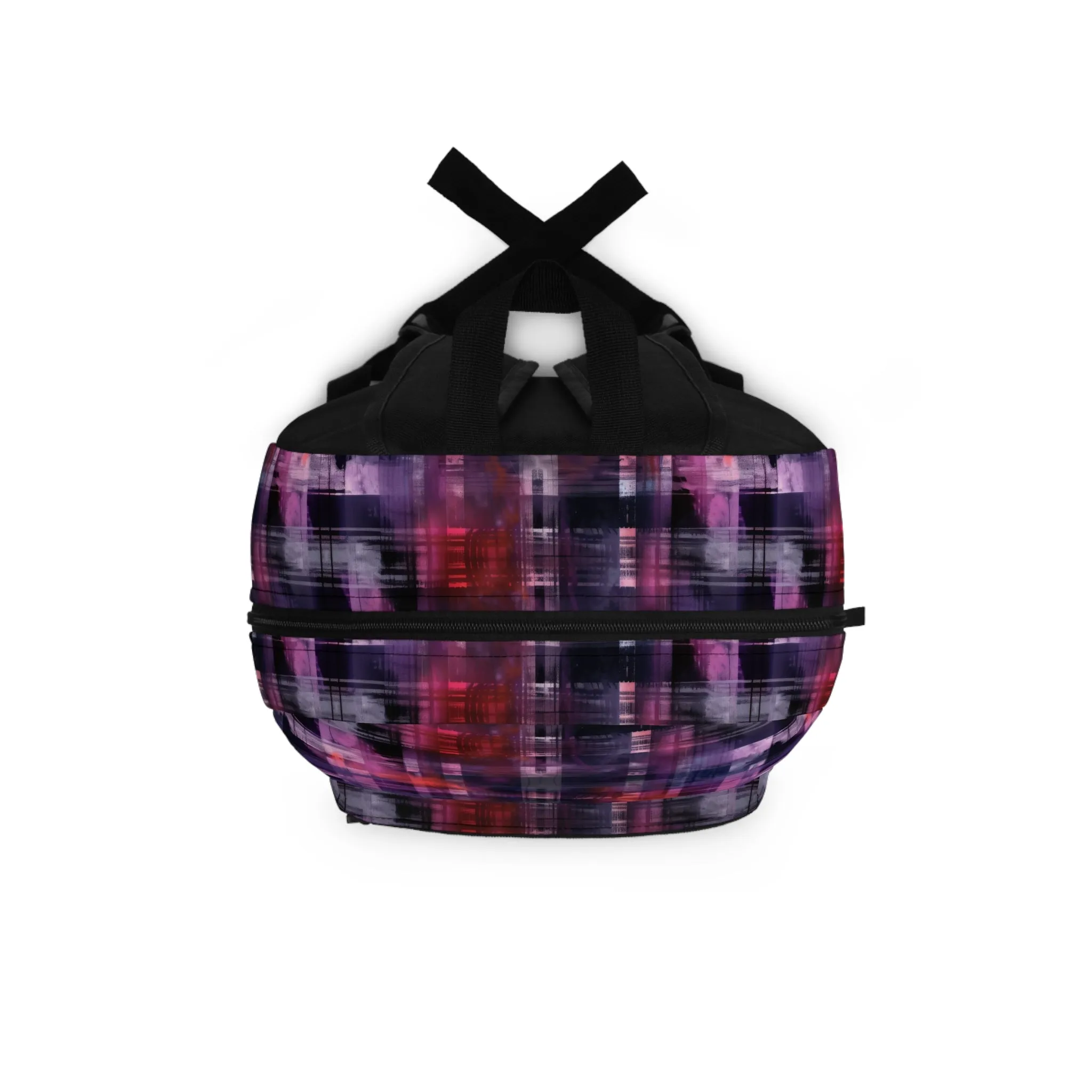 Cyberpunk Plaid in Bold Watercolor Flannel Pattern in Purple and Red Lightweight Stylish Durable Backpack (Made in USA)