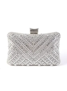 Diamond-encrusted Oblique Hanging Clutch Bag