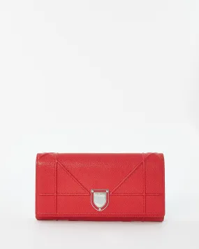 Dior Red Leather Dioramma Wallet On Chain
