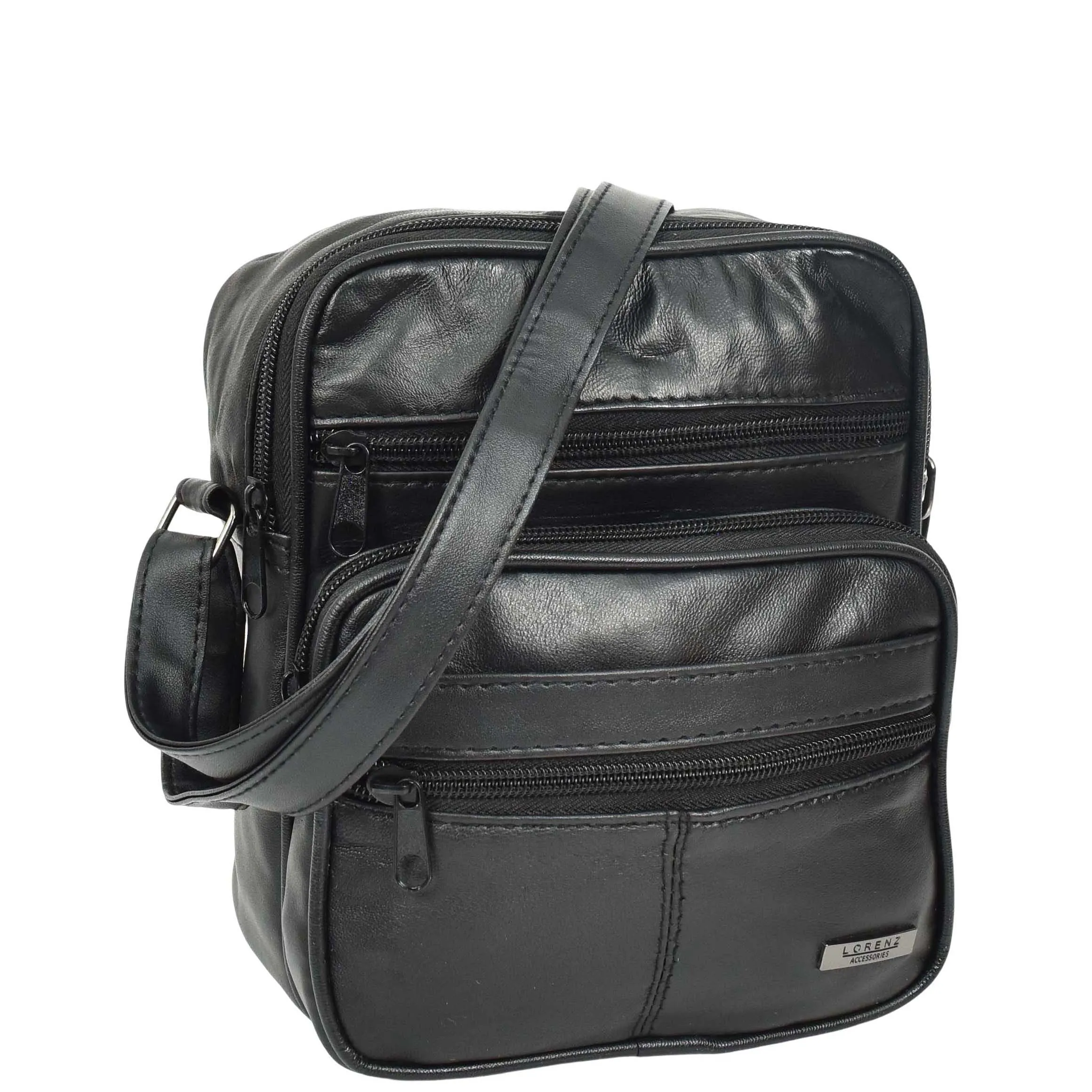 DR648 Men's Leather Cross Body Bag Messenger Pouch Black