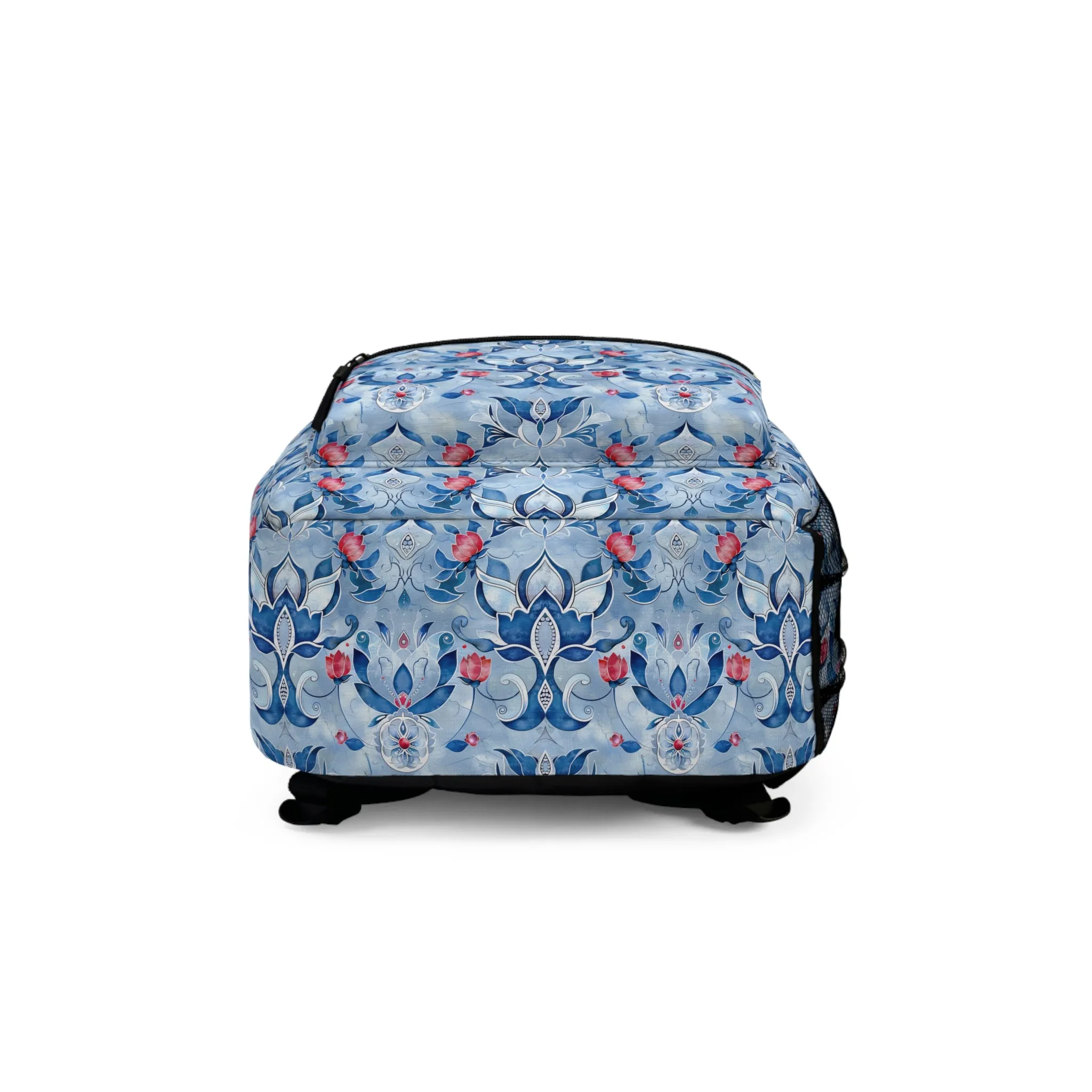 Enchanting Blue and Pink Lotus Mosaic Lightweight Stylish Durable Backpack (Made in USA)