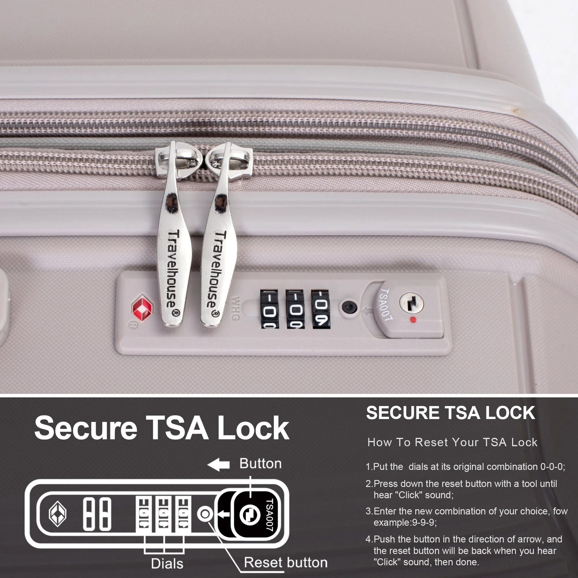 Expandable Hardshell Suitcase Double Spinner Wheels Pp Luggage Sets Lightweight Durable Suitcase With Tsa Lock, 3 Piece Set - Griege