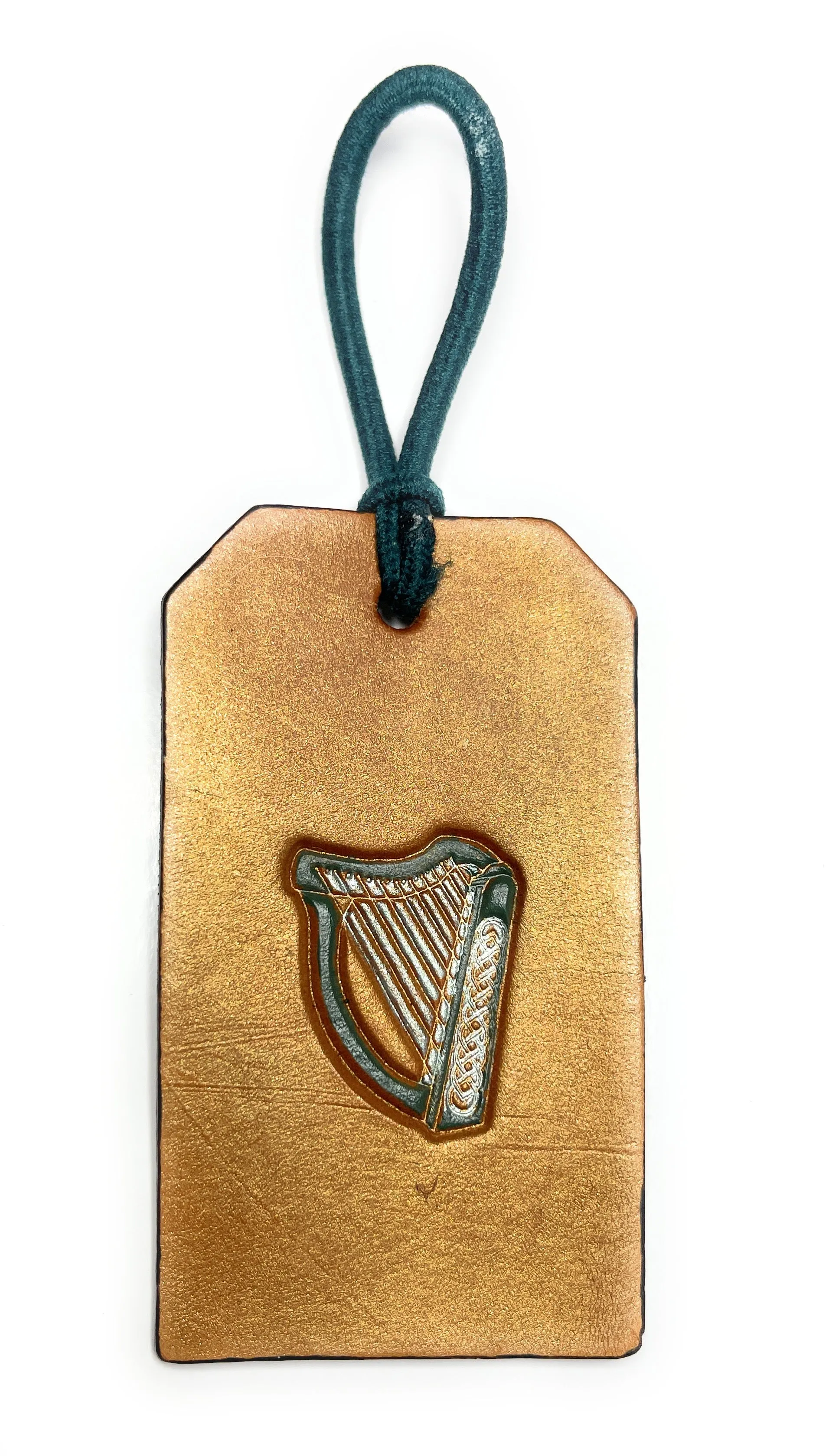 Gold Harp Leather Luggage Tag