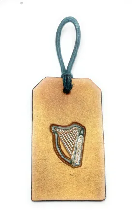Gold Harp Leather Luggage Tag