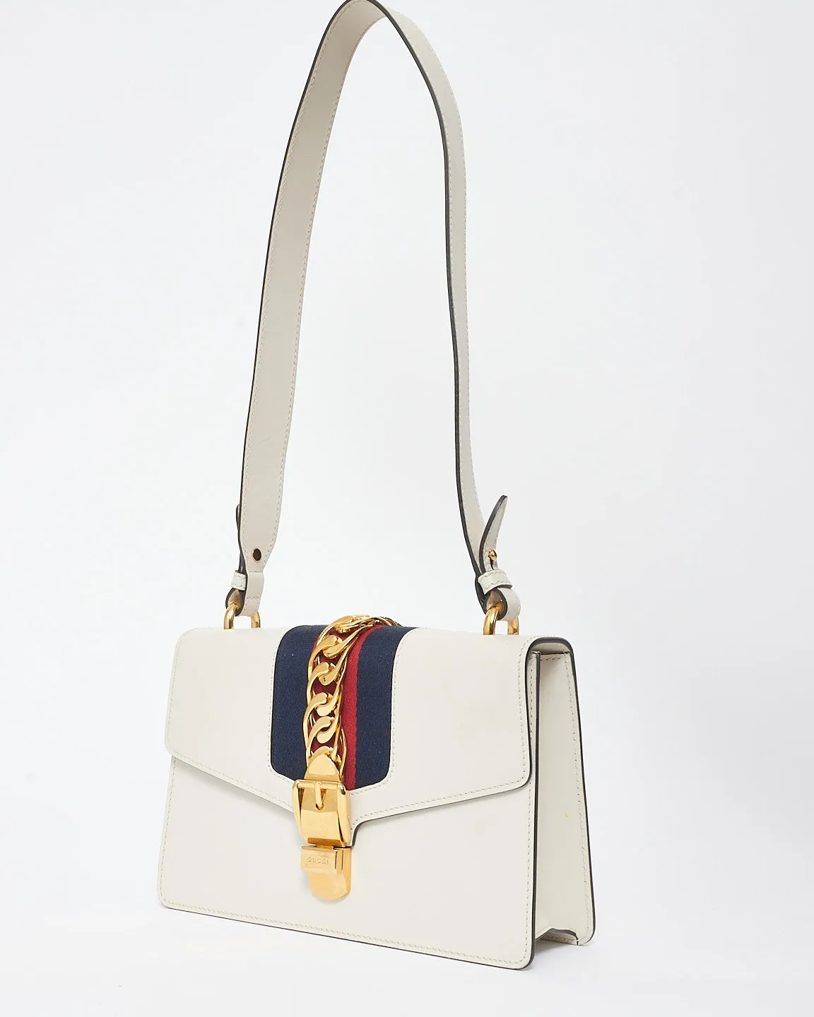 Gucci Off White Leather Medium Sylvie Shoulder Bag