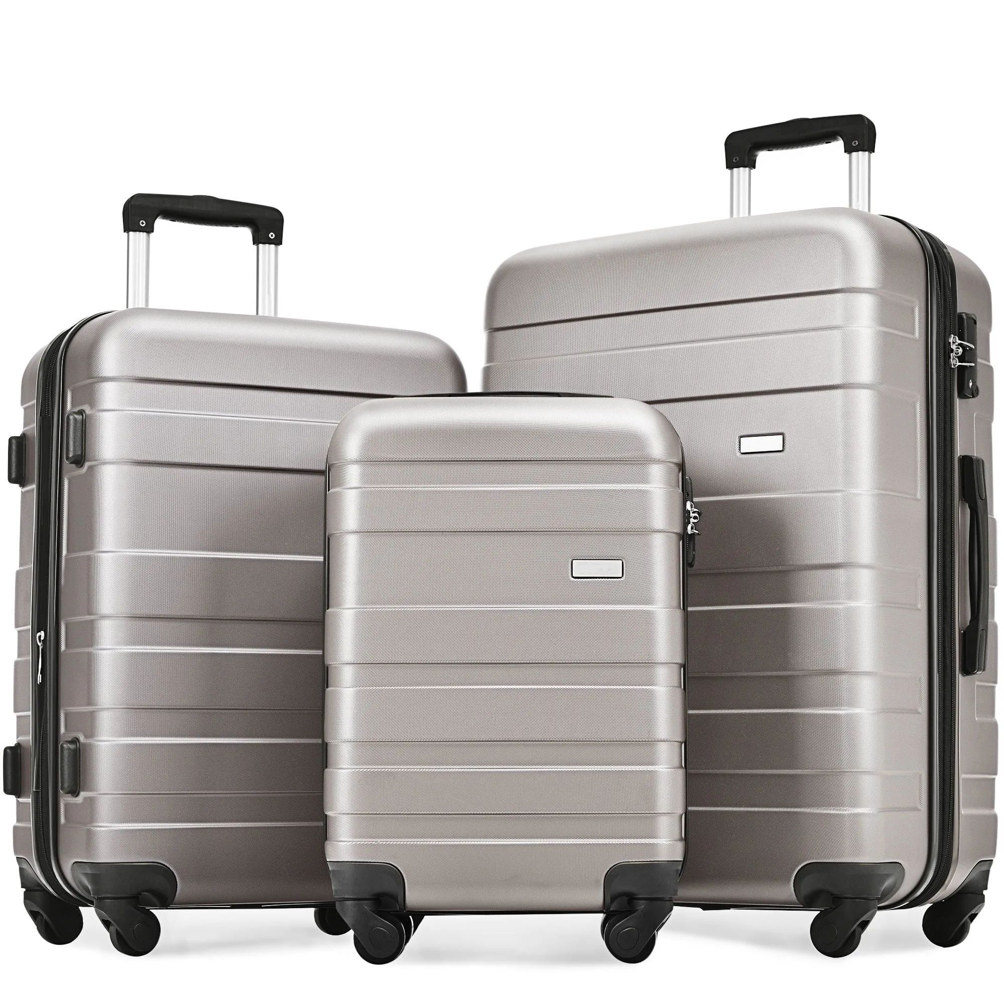 Luggage Sets New Model Expandable Abs Hardshell 3 Pieces Clearance Luggage Hardside Lightweight Durable Suitcase Sets Spinner Wheels Suitcase With Tsa Lock 20''24''28'' (Gray)