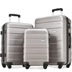 Luggage Sets New Model Expandable Abs Hardshell 3 Pieces Clearance Luggage Hardside Lightweight Durable Suitcase Sets Spinner Wheels Suitcase With Tsa Lock 20''24''28'' (Gray)