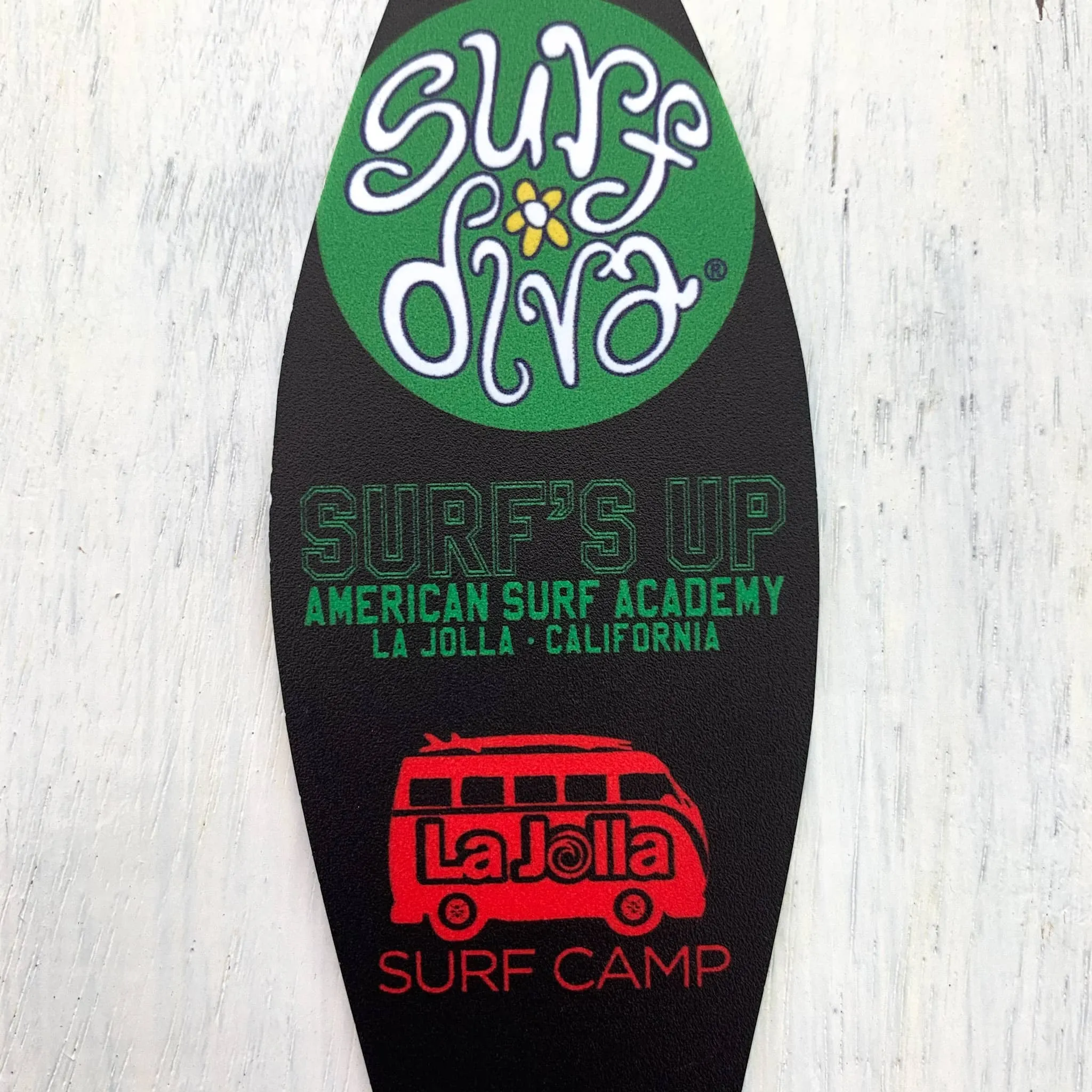 LUGGAGE TAG with Surf Diva surf camp logos (black with camp logos)