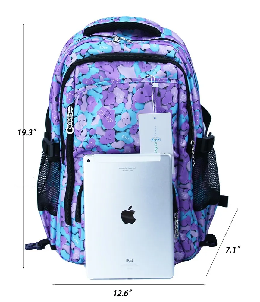 Meetbelify Kids Rolling Backpacks Luggage Six Wheels Unisex Trolley School Bags Purple