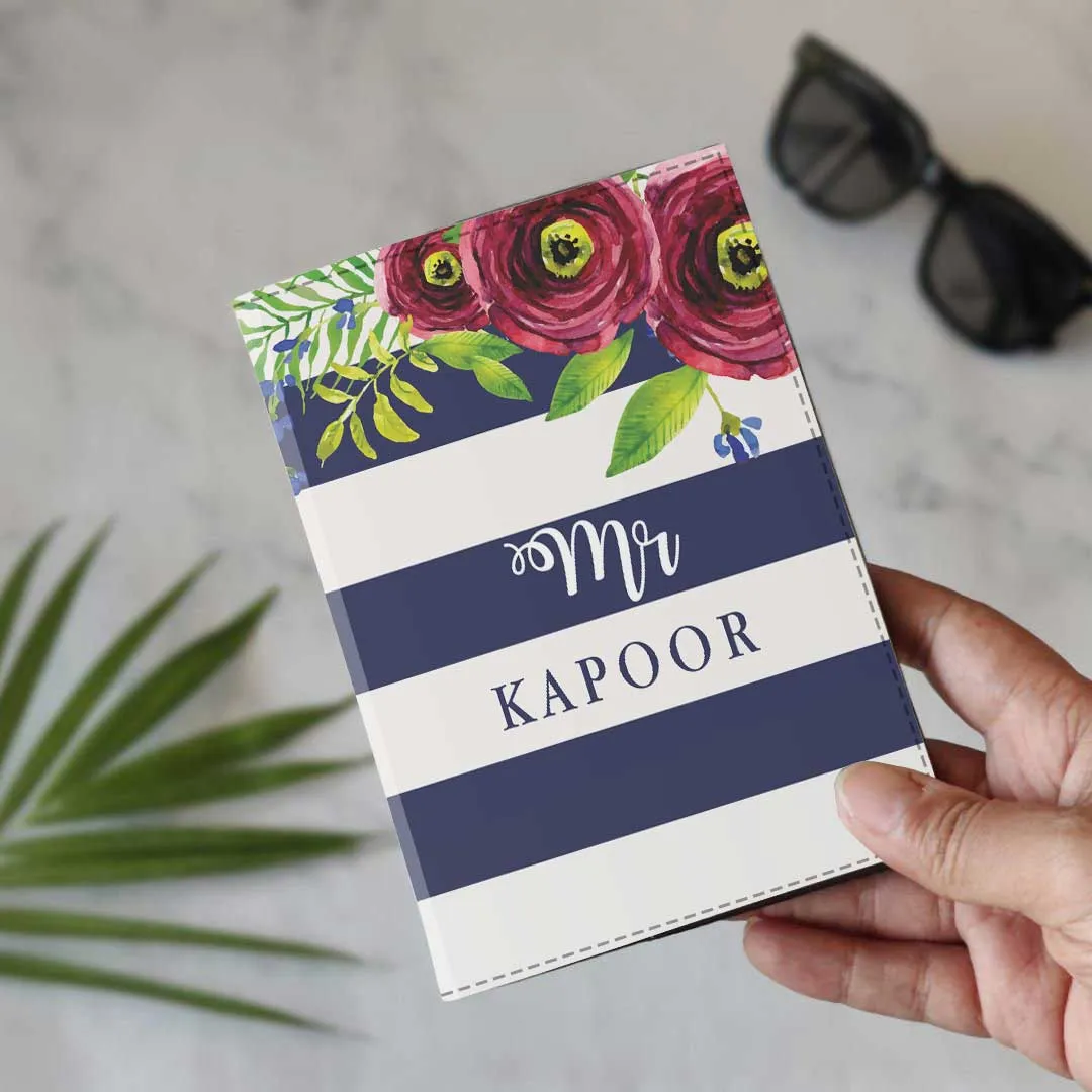 Nutcase Customized Mr Mrs Passport Cover for Couples- Set Of 2- Stripes