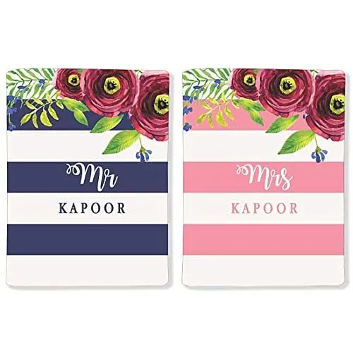 Nutcase Customized Mr Mrs Passport Cover for Couples- Set Of 2- Stripes