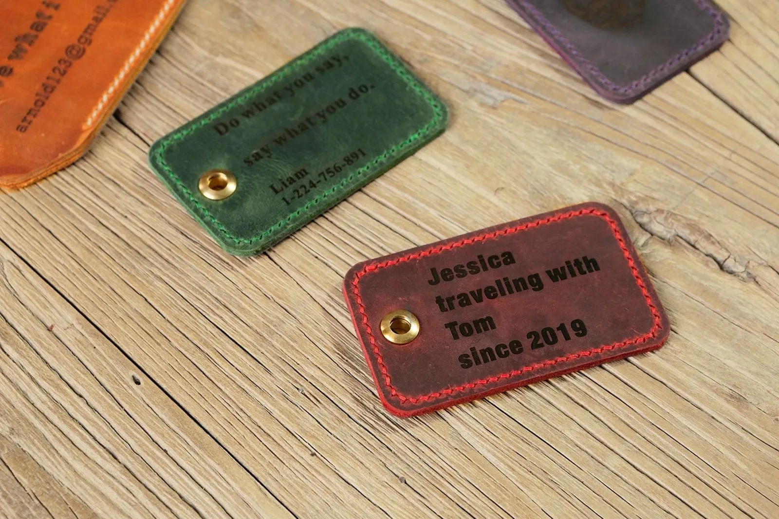 Personalized engraved luggage tags custom leather luggage tags