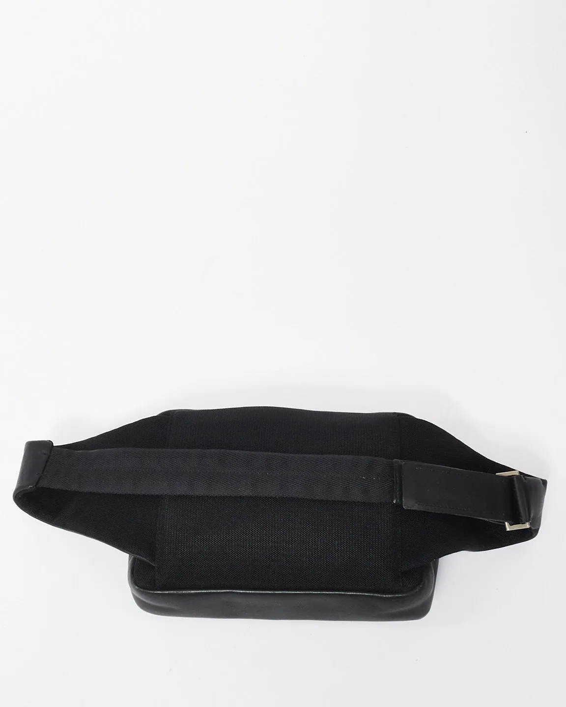 Prada Black Leather Embossed Logo Pocket Belt Bag