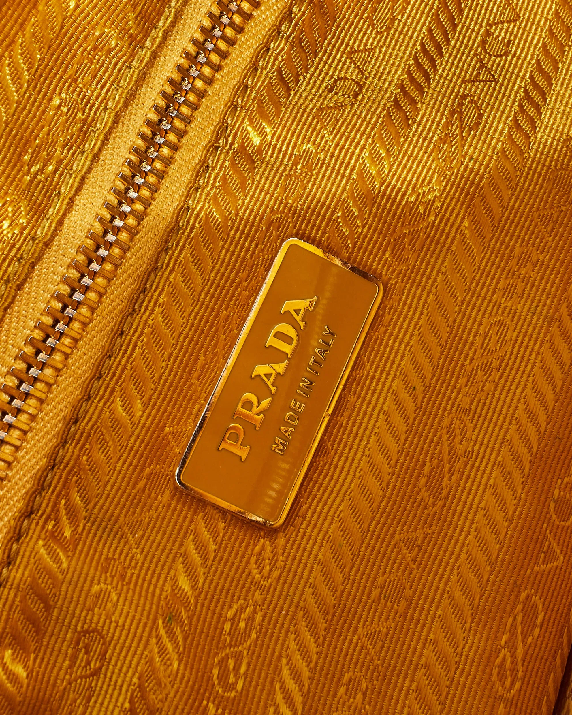 Prada Yellow Saffiano Leather Small Duffle Shoulder Bag