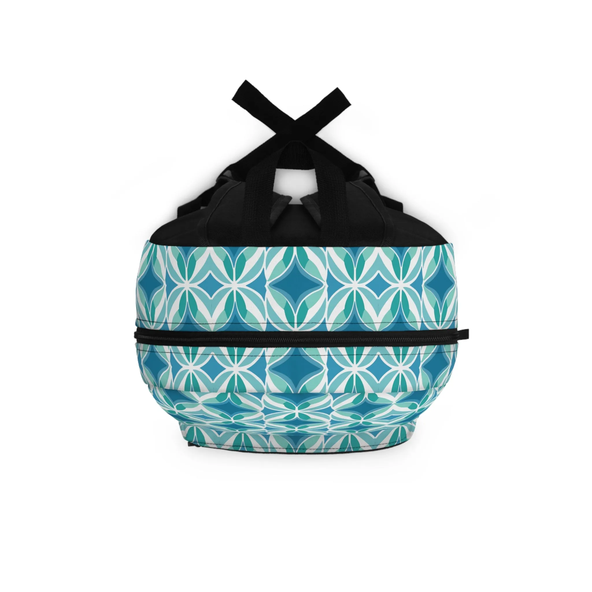 Retro Abstract Blue, Teal, and Aqua Pattern Lightweight Stylish Durable Backpack (Made in USA)