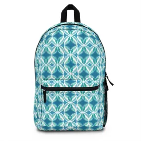 Retro Abstract Blue, Teal, and Aqua Pattern Lightweight Stylish Durable Backpack (Made in USA)
