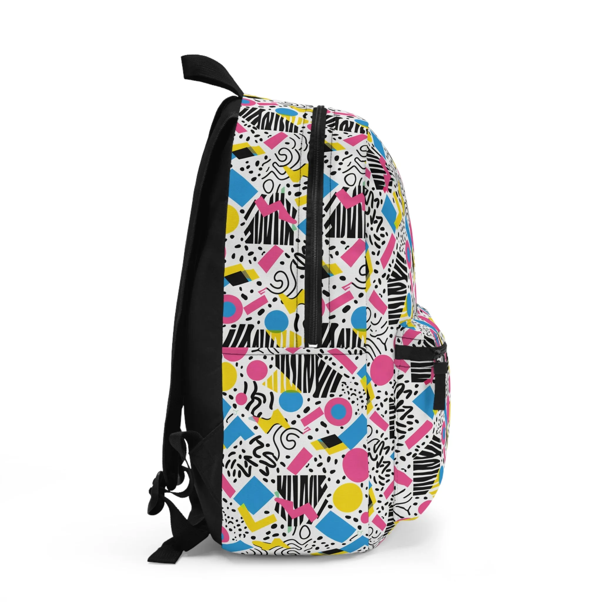 Retro Vibes in Colorful 80s Memphis Style Geometric Pattern Lightweight Stylish Durable Backpack (Made in USA)