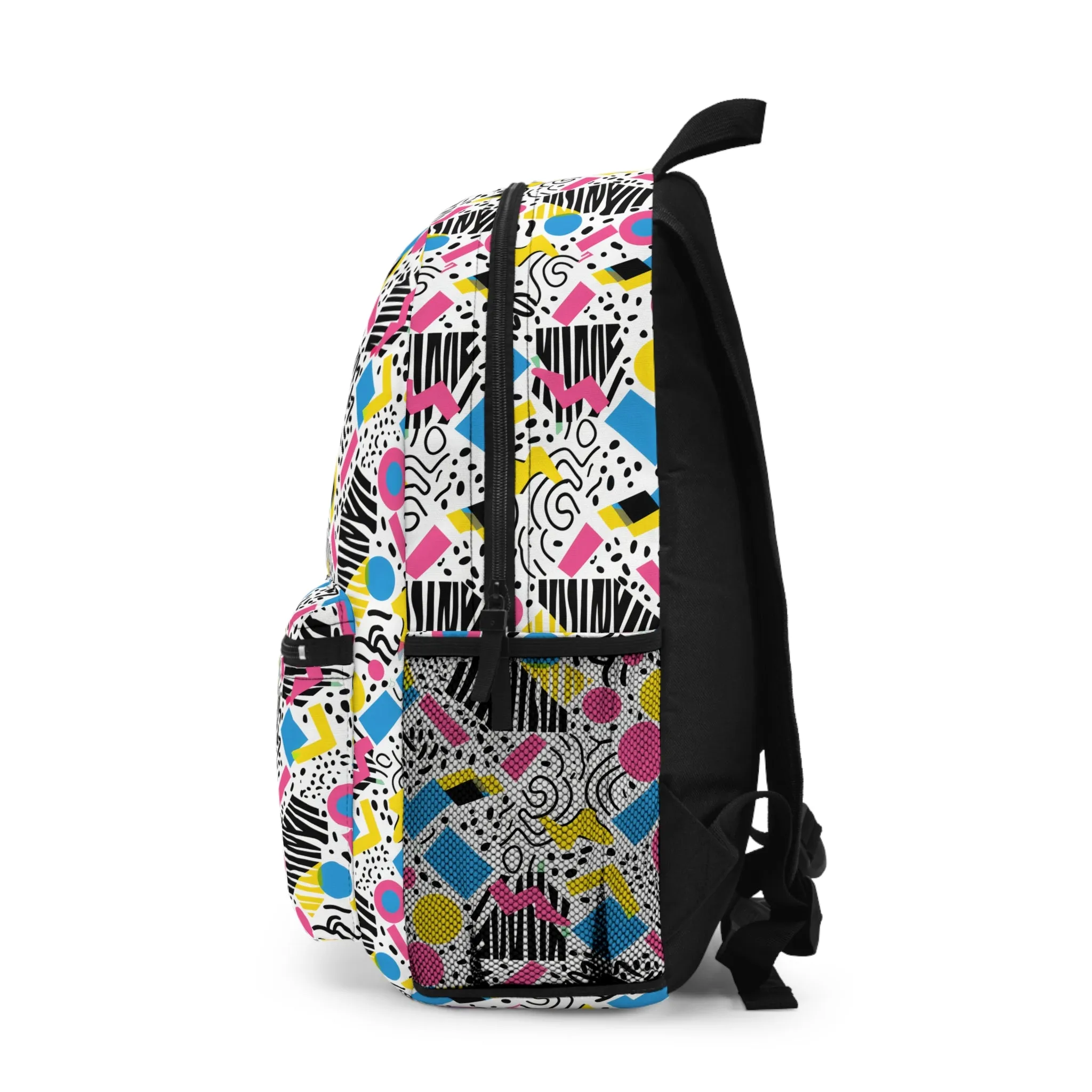 Retro Vibes in Colorful 80s Memphis Style Geometric Pattern Lightweight Stylish Durable Backpack (Made in USA)