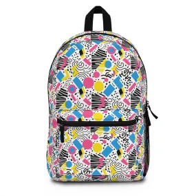 Retro Vibes in Colorful 80s Memphis Style Geometric Pattern Lightweight Stylish Durable Backpack (Made in USA)
