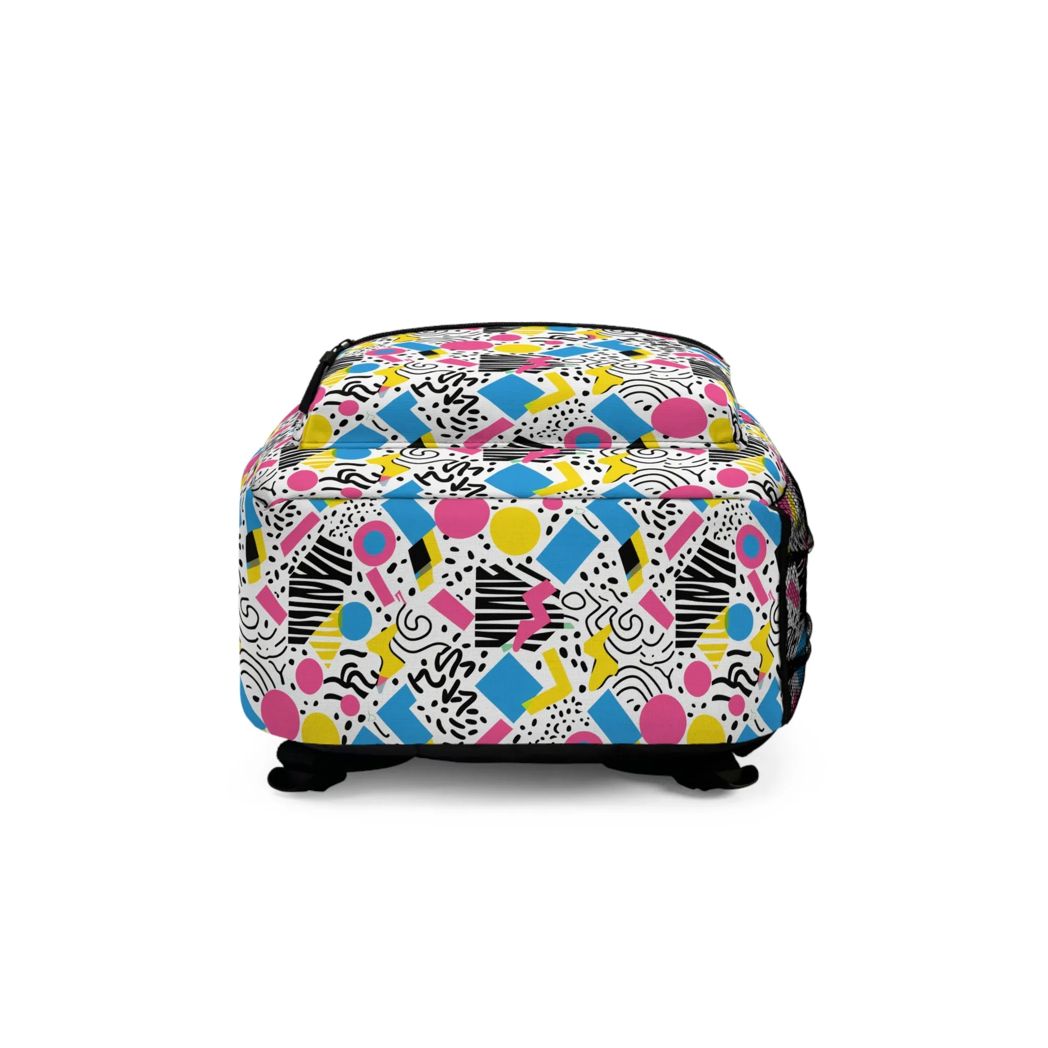 Retro Vibes in Colorful 80s Memphis Style Geometric Pattern Lightweight Stylish Durable Backpack (Made in USA)