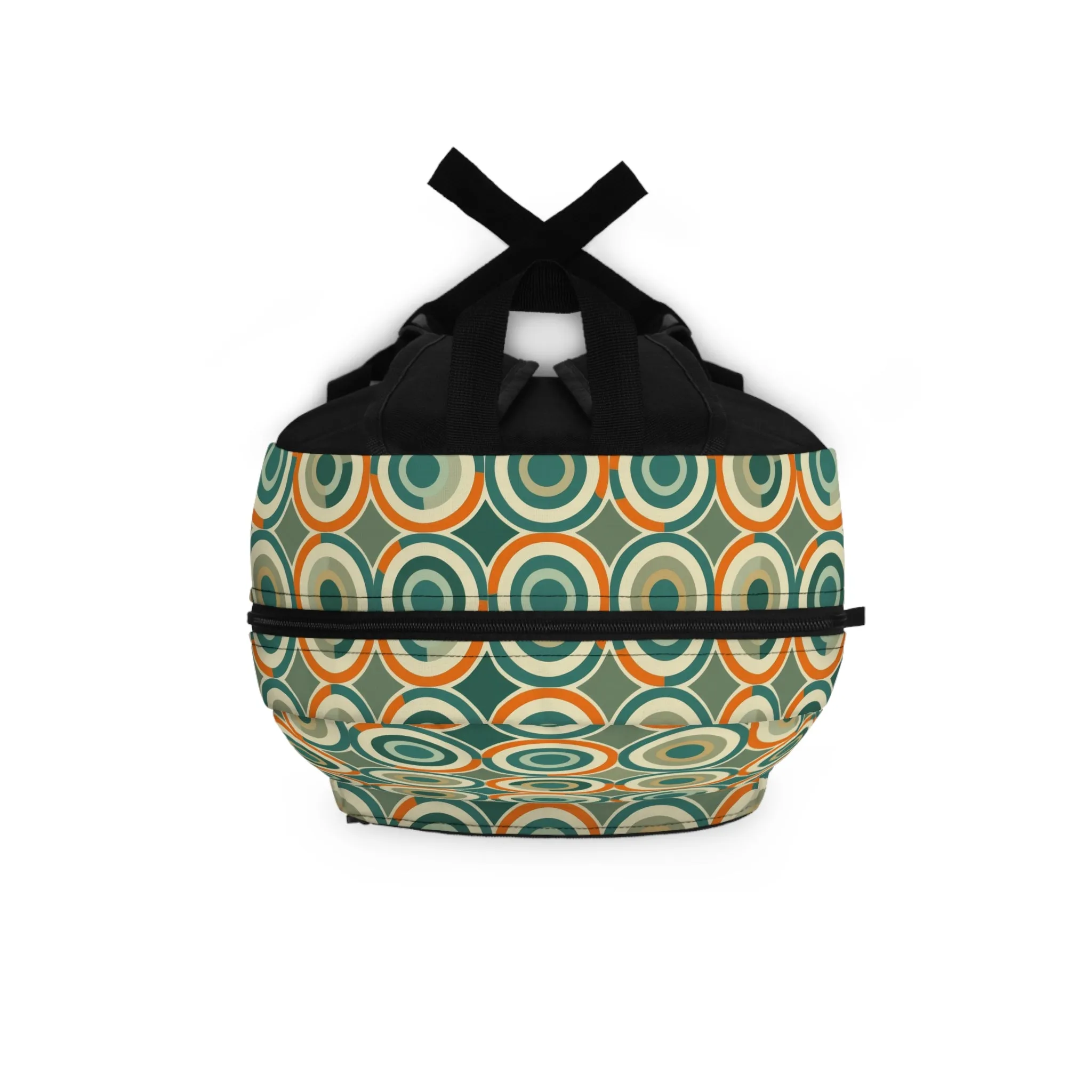 Retro Vintage Circle Pattern in Teal and Orange Lightweight Stylish Durable Backpack (Made in USA)