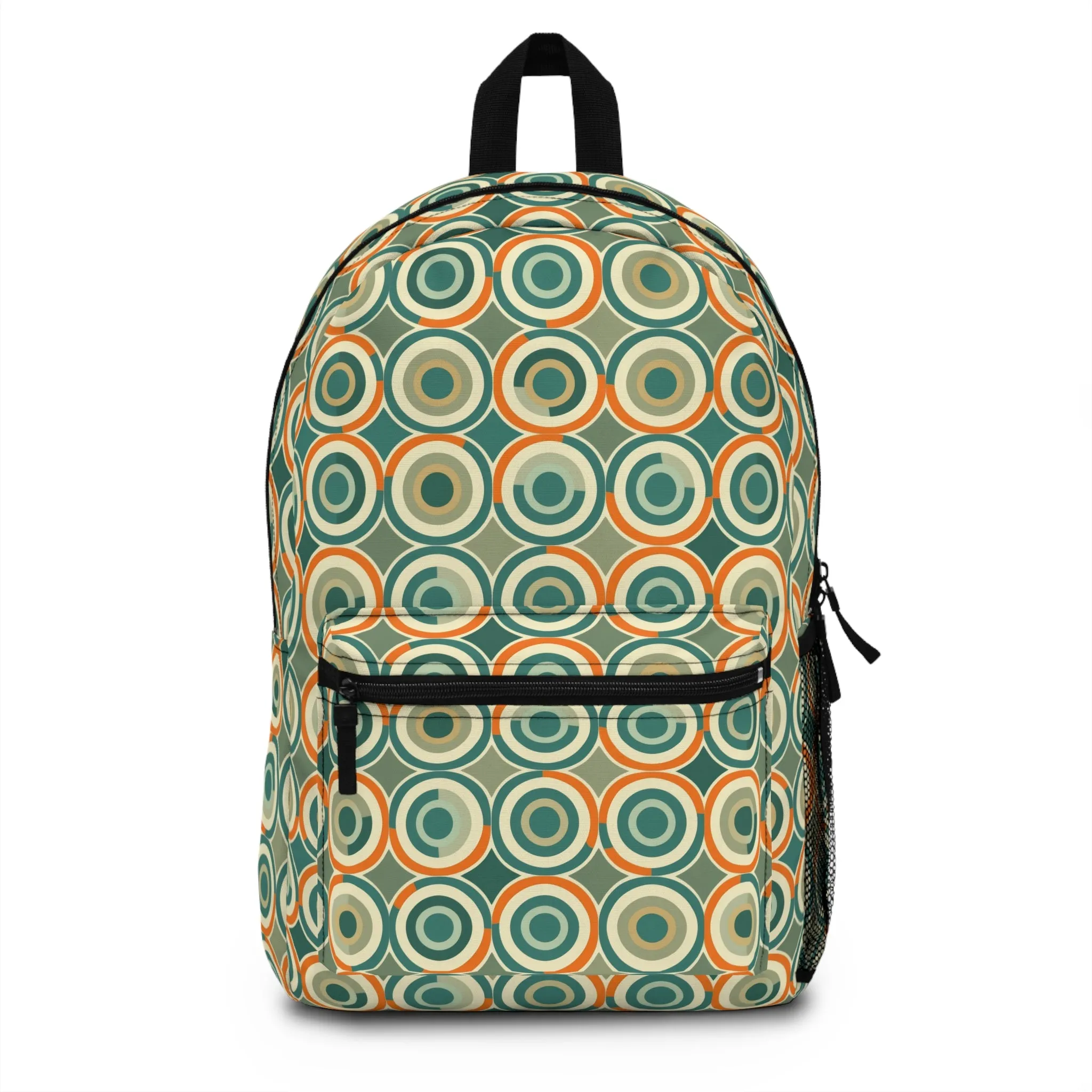 Retro Vintage Circle Pattern in Teal and Orange Lightweight Stylish Durable Backpack (Made in USA)