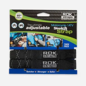 Rok Luggage Straps Adjustable Stretch Black ROK350 450 - 1500 x 25mm x Twin Pack