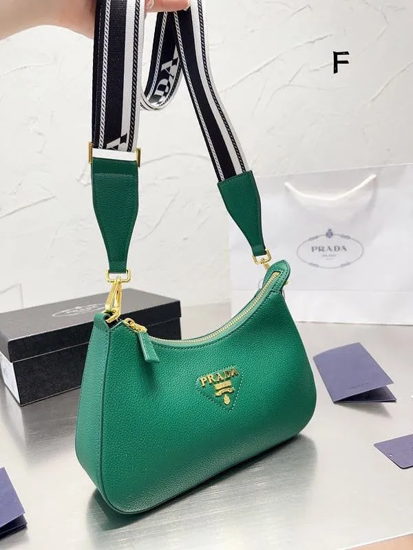 Sage Green Branded Leather Shoulder Bag -323
